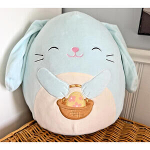12” Squishmallow Easter Bunny Blue Plush Holding Basket Egg Kellytoy